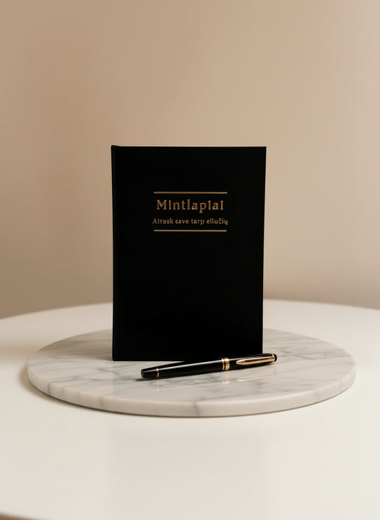 Mintlapiai – A Journal of Gratitude & Inner Calm (Black Color, Linen texture)