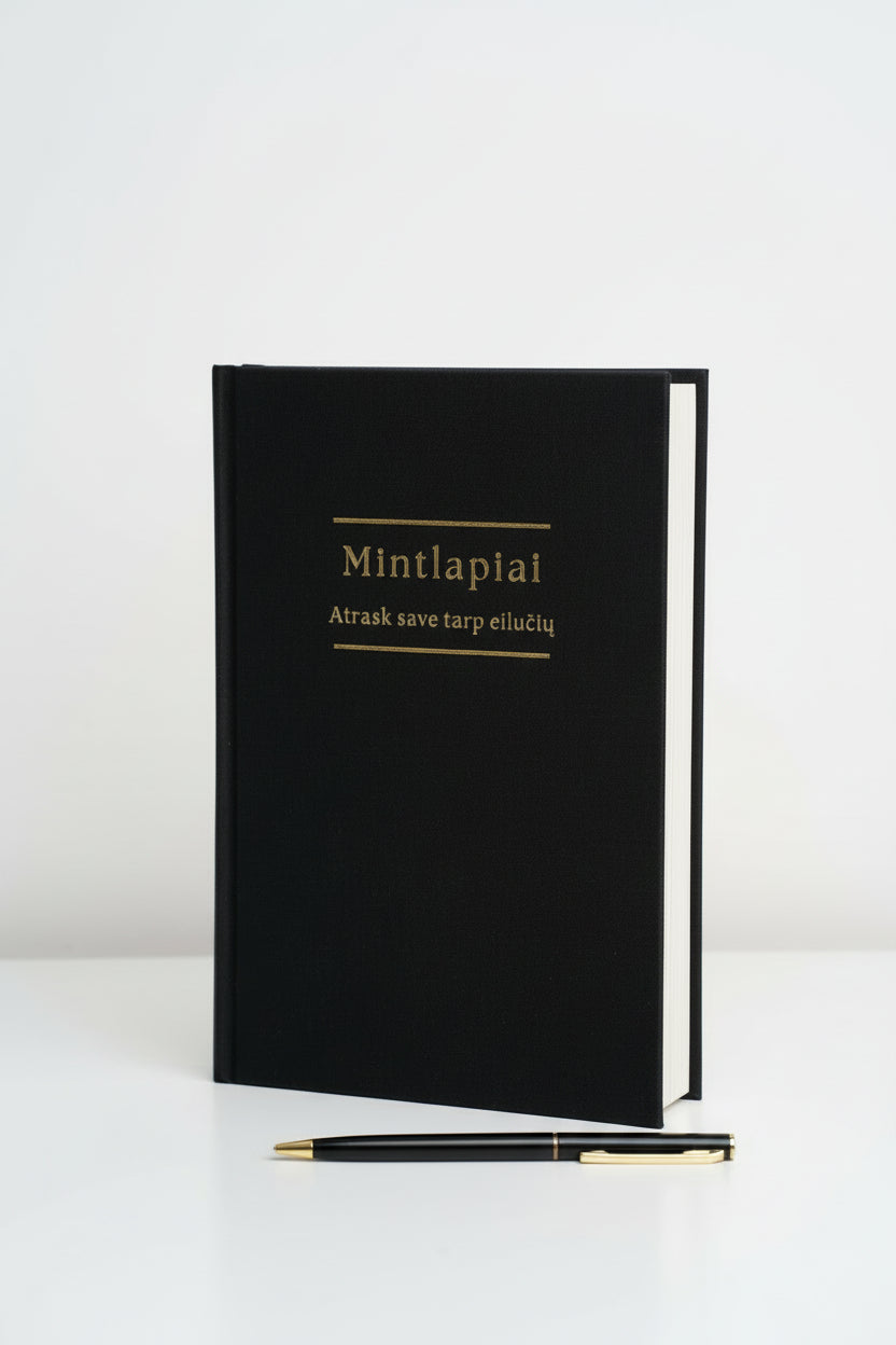 Mintlapiai – A Journal of Gratitude & Inner Calm (Black Color, Linen texture)