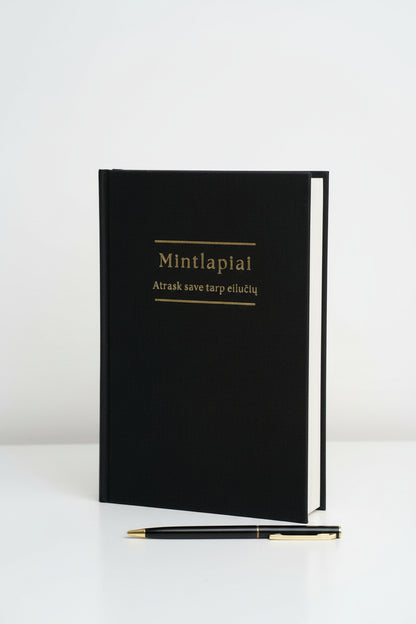 Mintlapiai – A Journal of Gratitude & Inner Calm (Black Color, Linen texture)